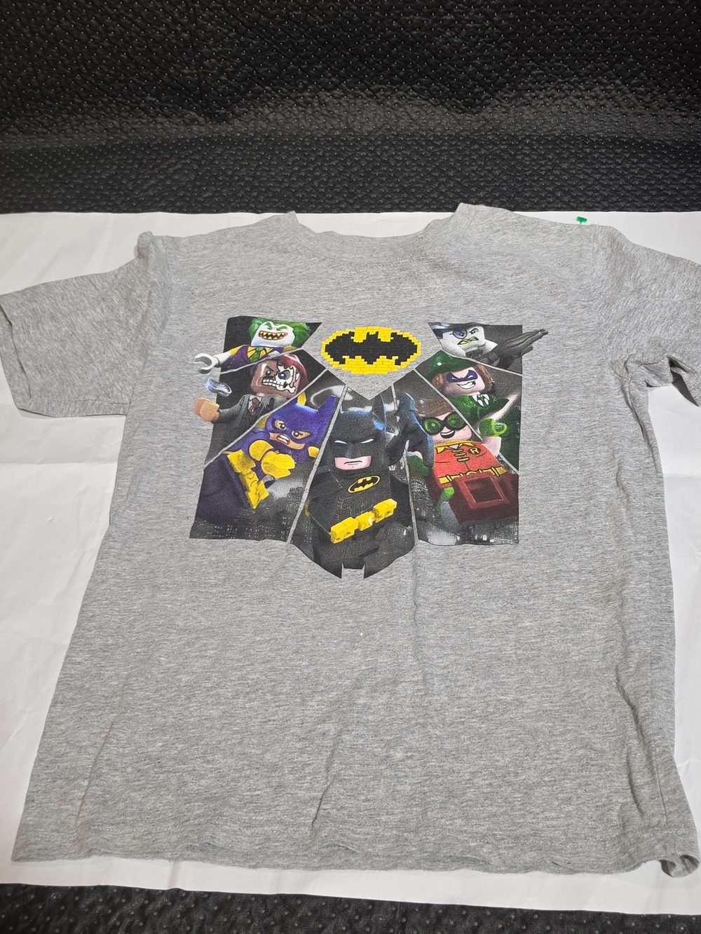 Lego Superhero Gray Batman & Friends Graphic Tee with Yellow Emblem Youth 14-16,